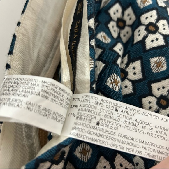 Zara Daisy Jacquard Woven Mini Skirt A-Line M blue Quilted Look Embroidered M - Picture 6 of 8